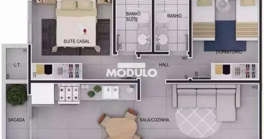 APARTAMENTO à venda, 2 quartos, 1 suíte, 1 vaga, Santa Mônica - Uberlândia/MG