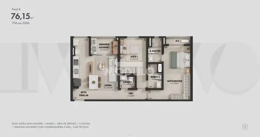 APARTAMENTO à venda, 2 quartos, 2 suítes, 1 vaga, JARDIM KARAIBA - Uberlândia/MG