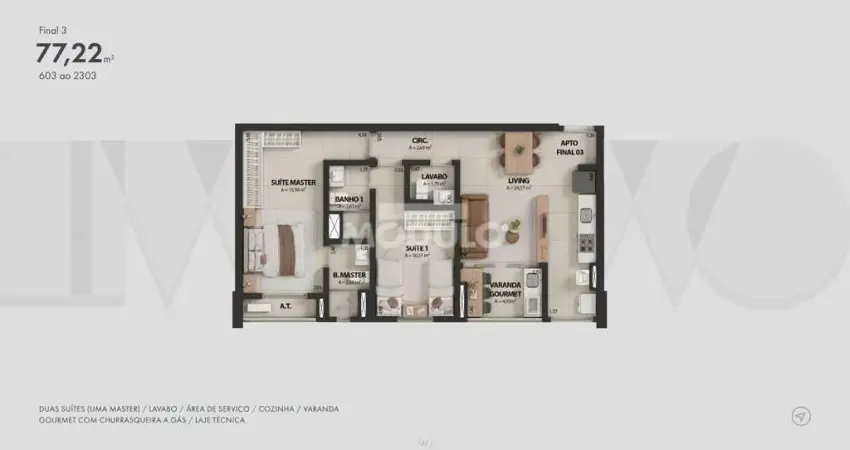 APARTAMENTO à venda, 2 quartos, 2 suítes, 1 vaga, JARDIM KARAIBA - Uberlândia/MG
