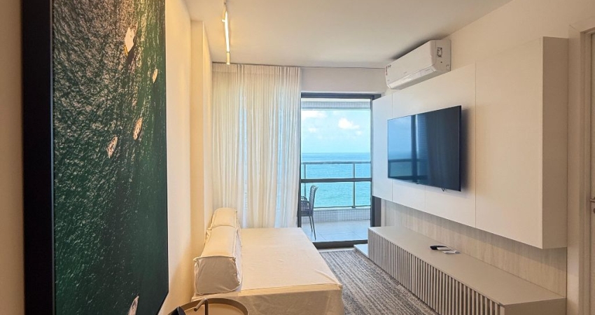Apartamento a venda no beach class ondina quarto e sala mobiliado e vista mar