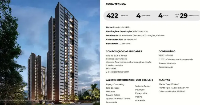Apartamento à venda em Valinhos-SP na Vila Faustina II: 3 quartos, 1 suíte, 2 salas, 2 banheiros, 2 vagas - 83,54m²!