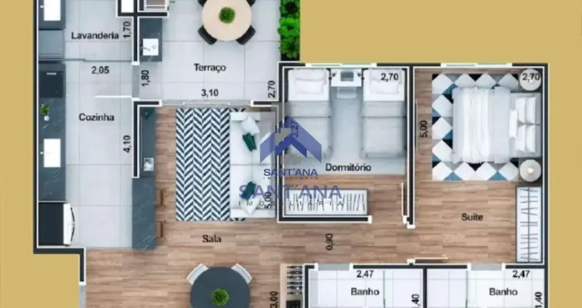 Apartamento de 77m²  em construção com 2 dormitórios sendo 1 suíte no lume residence  na vila jaboticabeira em taubaté/sp