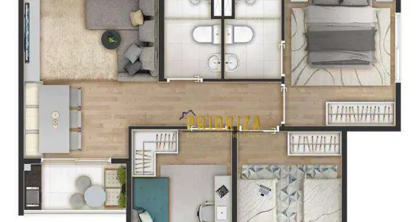 Apartamento com 3 dormitórios à venda, 60 m² por R$ 395.371,23 - Mirage São Paulo - Sorocaba/SP