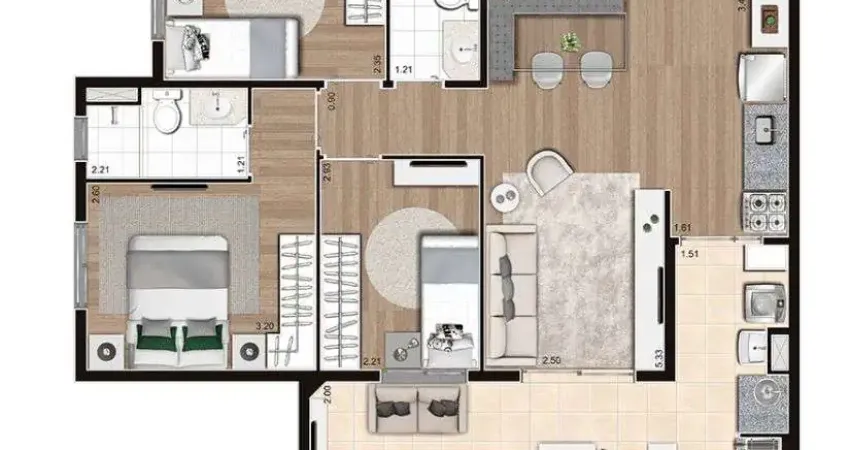 O imóvel no bairro vila leopoldina possui 76 metros quadrados com 3 quartos