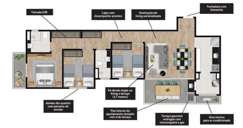 Apartamento com 3 quartos à venda no Jardim Florestal, Jundiaí 