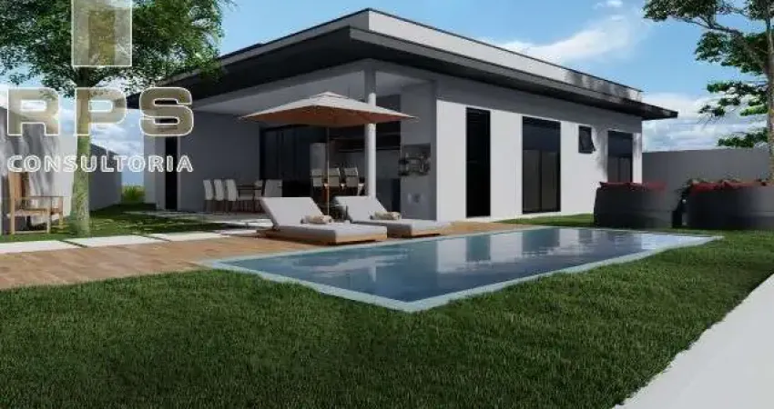 Casa no Terras de Atibaia II Alto Padrão Casa Terrea 209m² Terreno com 475m², 3 suítes com closet , Sala ampla c/ pé direito duplo. Depósito externo.