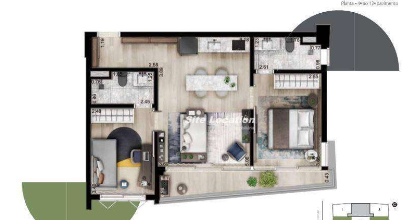 113558 Apartamento com 2 dormitórios à venda, 61 m² por R$ 1.808.500 - Brooklin - São Paulo/SP