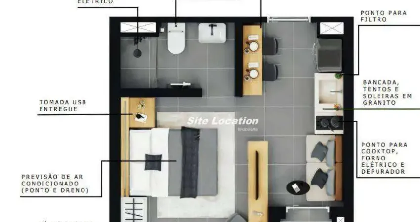 121407 Apartamento com 1 dormitório à venda, 26 m² por R$ 405.000 - Pinheiros - São Paulo/SP