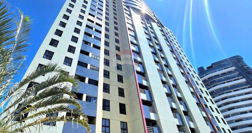 Apt no Paradise Flat em Ponta Negra c/ 54 m², mobiliado, 2 dorms., linda vista para o mar