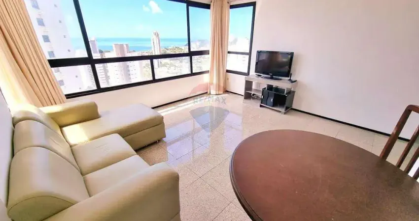 Apt. mobiliado em Ponta Negra no Ed. Studio da Praia, 2 dorms c/ suíte, lazer completo