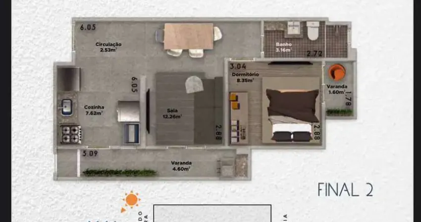 Apartamento novo 1 dormitórios boqueirão praia grande são paulo