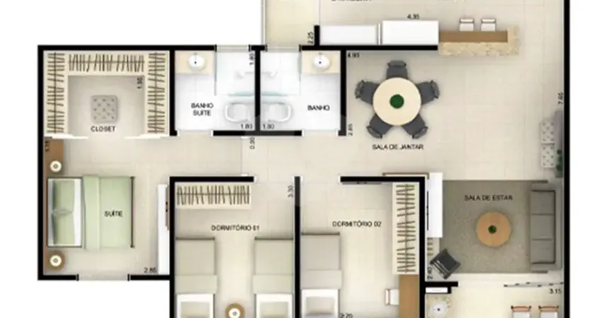 Apartamento à venda com 3 quartos, sendo 1 suíte,  no condomínio residencial la vista moncayo, sorocaba - sp