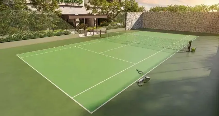 Amplo apartamento de 207 m² com 4 suítes e 3 vagas determinadas com quadra de tennis