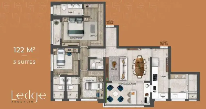 Imóvel para venda possui 122 metros quadrados com 3 quartos em brooklin paulista - são paulo - sp