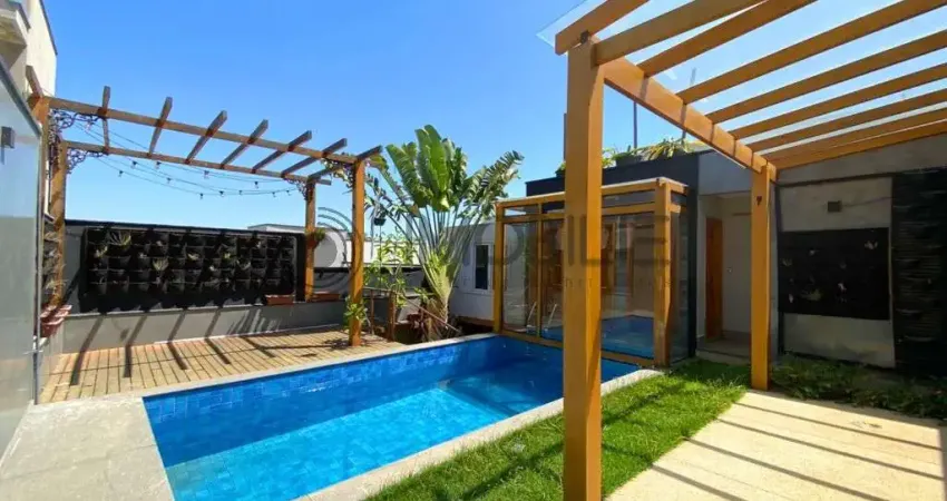 Casa contemporânea com vista para a mata à venda no residencial mantova em indaiatuba