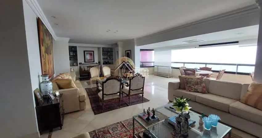Apartamento mobiliado de 278m² 1 por andar, 3 suítes, andar alto e vista mar. Varanda gourmet clim