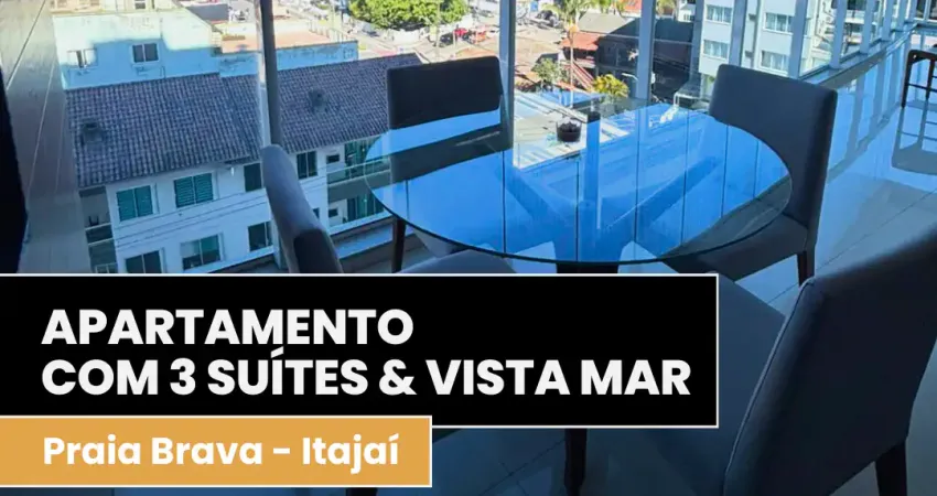 Apartamento com 3 suítes, vista mar , 200m da praia, mobiliado e equipado - praia brava