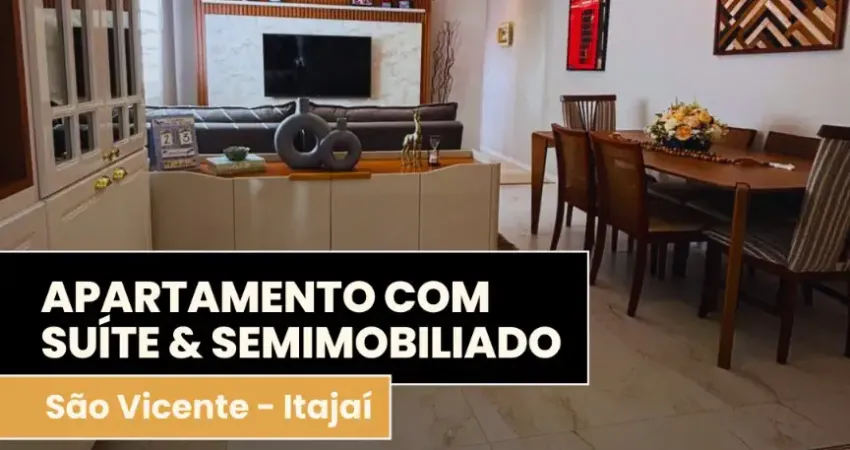 Apartamento semimobiliado com 2 quartos, sendo 1 suíte, em excelente localização