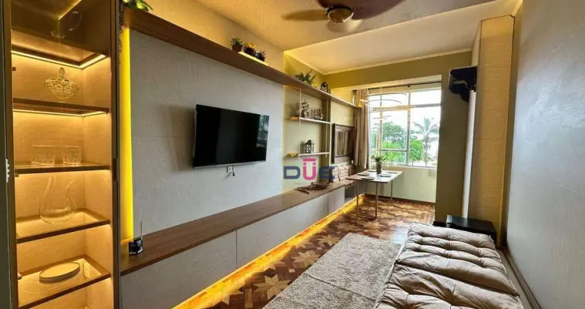 Apartamento Porteira fechada Frente Praia com 1 dormitório à venda, 67 m² por R$ 710.000 - Gonzaga - Santos/São Paulo