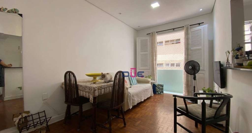 Apartamento com 2 dormitórios com varanda  a 1 quadra da praia, elevador  à venda, 79 m² por R$ 403.000,00- Boqueirão - Santos/SP
