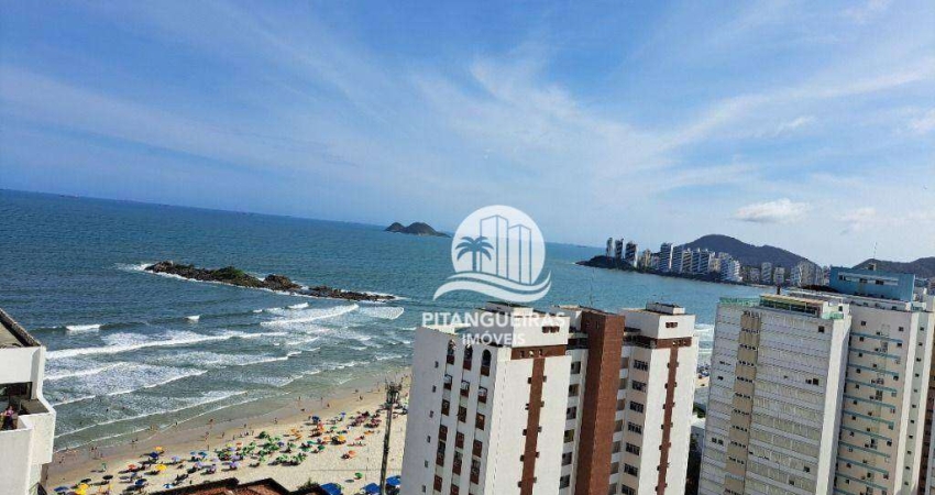 Apartamento amplo com vista para o mar, 2 vagas e lazer completo no Centro do Guarujá, na Praia das Pitangueiras