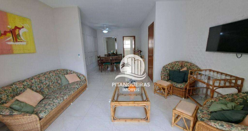 Apartamento com lazer e vista parcial para o mar na Praia de Pitangueiras  Guarujá.