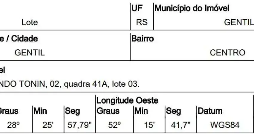 Oportunidade única em gentil - rs | tipo: terreno | negociação: leilão  | situação: imóvel