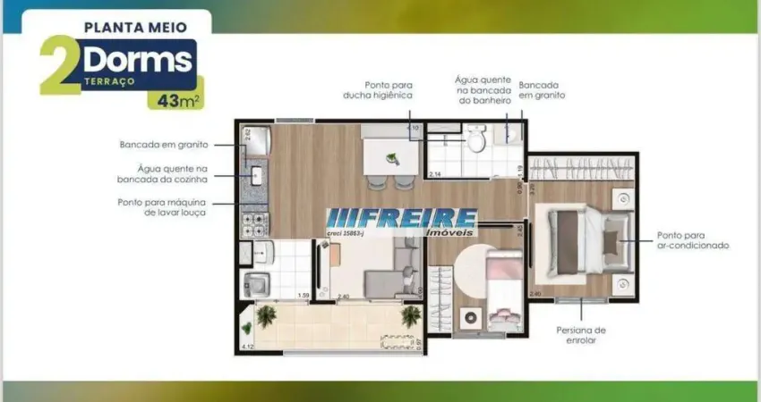 Apartamento com 2 dormitórios à venda, 43 m² por R$ 392.300,00 - Campestre - Santo André/SP