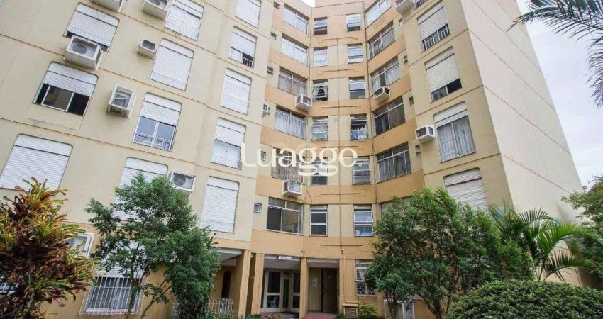 Apartamento de 1 dormitório, living, cozinha, área de serviço e banheiro social.
