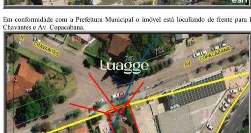 Terreno plano com 439m², localizado na Avenida Copacabana, no limite entre os bairros Tristeza e Assunção