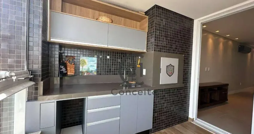 Apartamento mobiliado de 108m² alto padrão em condomínio com estrutura de lazer completa em Campinas.