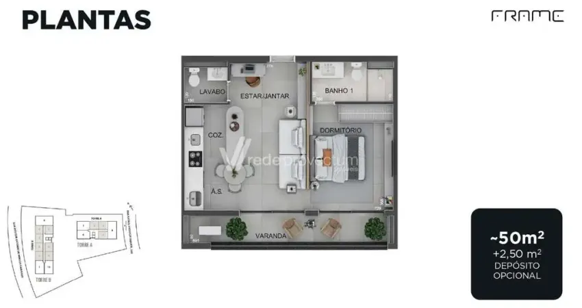 Apartamento com 1 quarto à venda na Rua Rafael Andrade Duarte, 208, Nova Campinas, Campinas