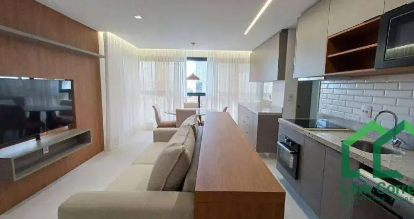 Apartamento para locação / venda mobiliado, 1 suíte, 2 vagas - nova campinas