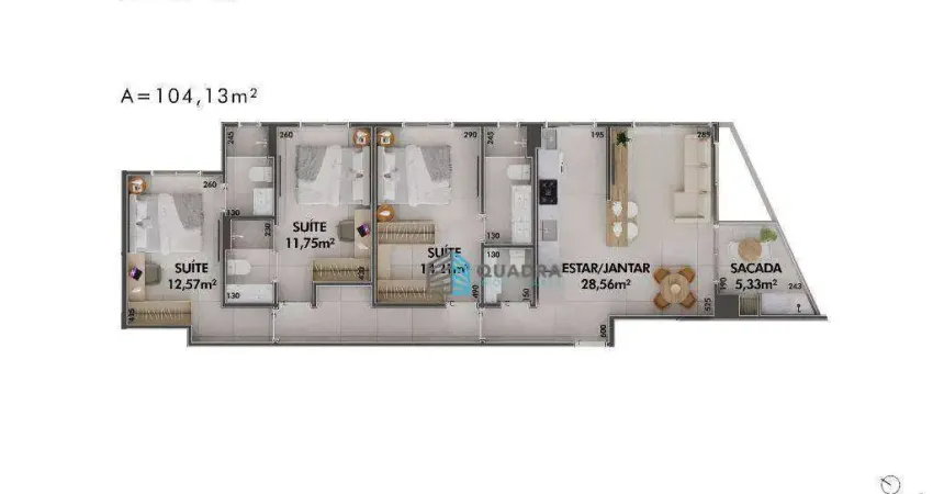 Apartamento com 3 dormitórios à venda, 104 m² por r$ 1.249.560 - cacupé - florianópolis/sc