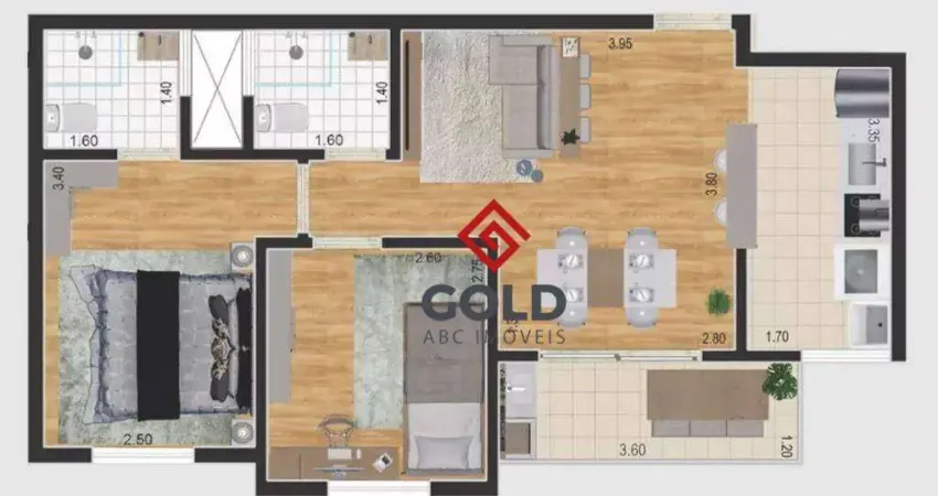 Apartamento com 2 dormitórios à venda, 54 m² por r$ 490.000,00 - vila metalúrgica - santo andré/sp