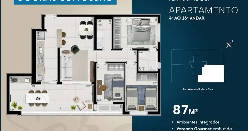 Apartamento à venda, 3 quartos no bairro ponta da praia em santos