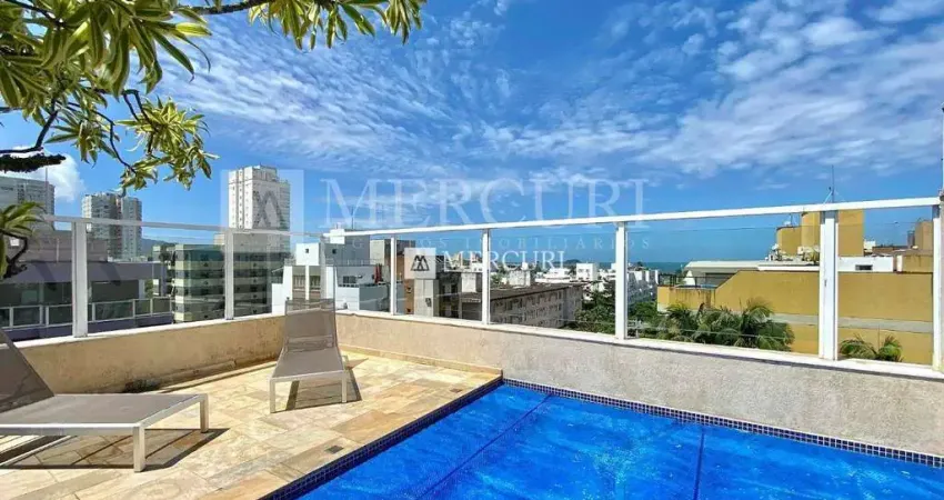 Cobertura no guarujá, enseada, 4 quartos, sendo 2 suítes, piscina e churrasqueira - mercuri imóveis - imobiliária no guarujá