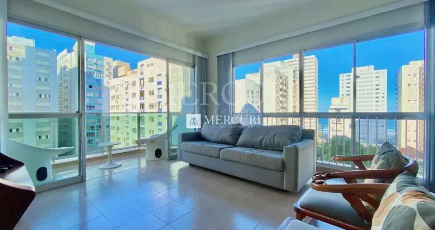 Apartamento com Vista para o Mar com 4 quartos (1 suíte) à venda, 127 m² por R$ 800.000 - Pitangueiras - Guarujá/SP - Imobiliária Mercuri