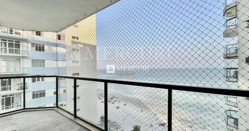 Apartamento Frente Mar com 4 quartos (2 suítes) à venda, 216 m² por R$ 1.600.000 - Pitangueiras - Guarujá/SP - Imobiliária Mercuri