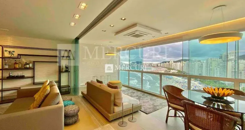 Apartamento no guarujá, pitangueiras, 4 quartos, sendo 3 suíte e sacada com vista para o mar - mercuri imóveis - imobiliária no guarujá
