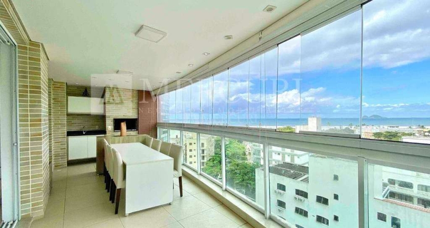 Apartamento no Guarujá, Enseada, Vista Mar, 4 Quartos e Varanda Gourmet.