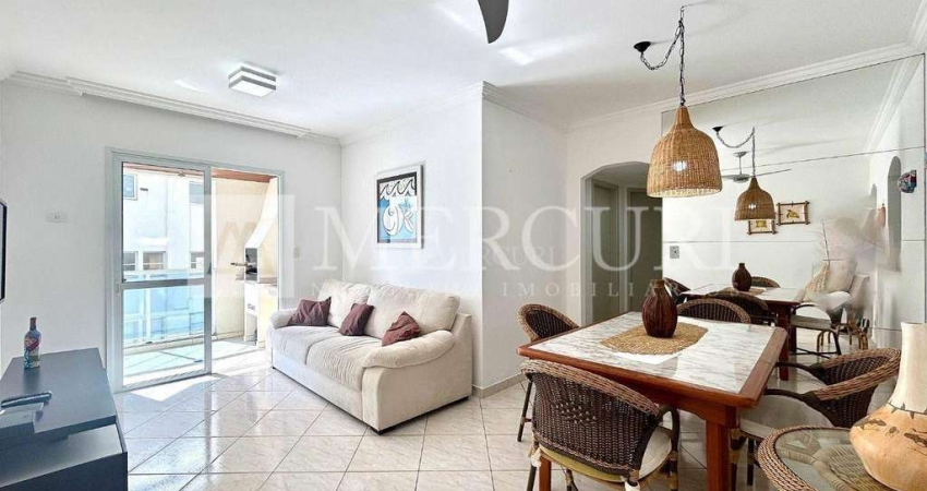 Apartamento no Guarujá, Astúrias, região das Galhetas, com 3 dormitórios e vista para o mar e varanda gourmet.