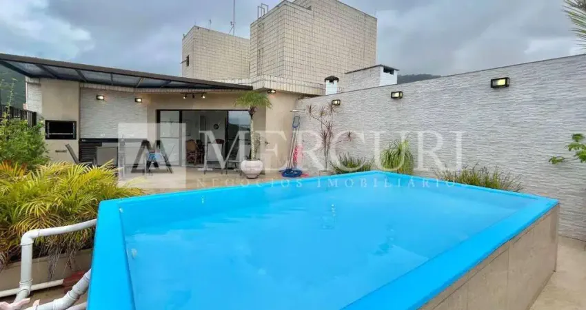 Cobertura no Guarujá, Enseada, piscina e churrasqueira privativa, 4 quartos - Mercuri Imóveis Guarujá.