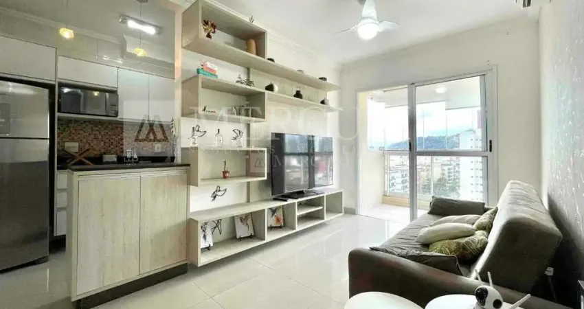 Apartamento Locação Anual no Guarujá, Astúrias,  2 Quartos, Mobiliado e Sacada- Mercuri Imóveis Guarujá