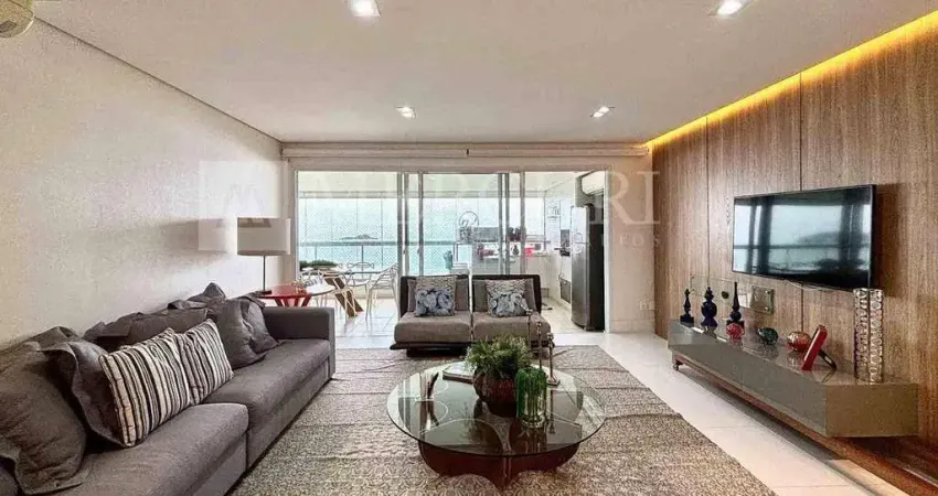 Apartamento no guarujá, enseada, 4 quartos, sendo suítes e varanda gourmet com vista mar - mercuri imóveis - imobiliária no guarujá