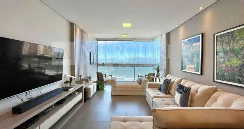 Apartamento no guarujá, jardim astúrias, 3 quartos, sendo suítes e sacada com vista total para o mar - mercuri imóveis - imobiliária no guarujá
