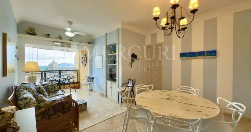 Apartamento no guarujá, enseada, 3 quartos, mobiliado e com sacada vista mar - mercuri imóveis - imobiliária no guarujá.