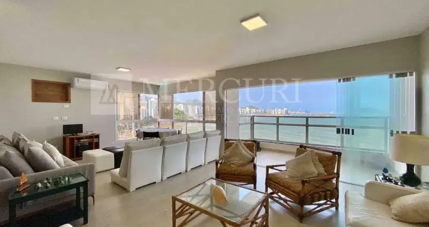 Apartamento no guarujá, astúrias, 3 quartos, sendo suítes, frente ao mar e sacada com vista total do mar - mercuri imóveis - imobiliária no guarujá