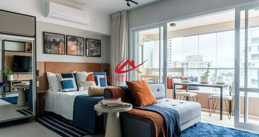 Apartamento 1 dormitório em campo belo, frente, lazer completo e segurança 24h