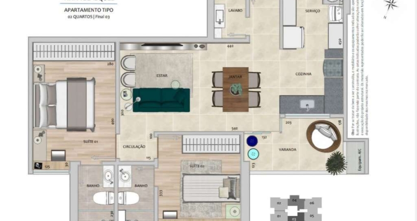 Apartamento para Venda em Belo Horizonte, Gutierrez, 2 dormitórios, 2 suítes, 2 banheiros, 1 vaga